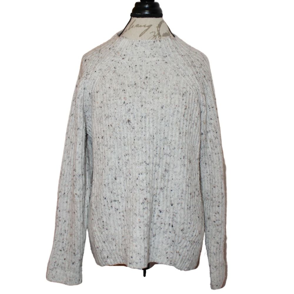 Madewell $98 Cream Donegal Northfield Mockneck Sweater Ribbed Pullover Size L